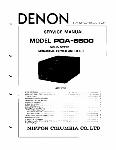 DENON POA-6600 DENON POA6600 power amplifier service manual